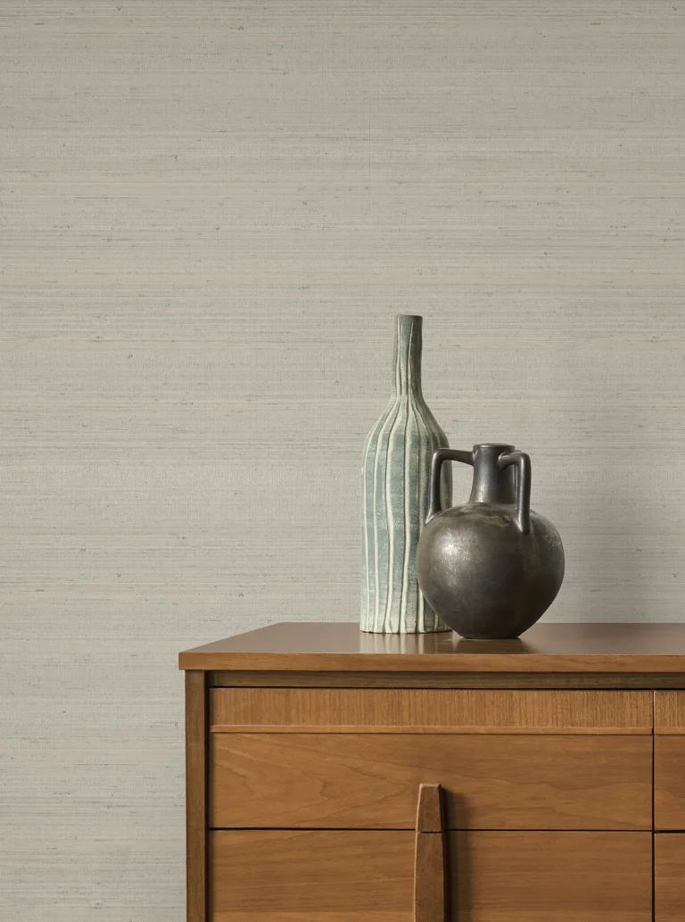 Fine Silk Faux Fabric Wallpaper - Taupe — Ảnh 3