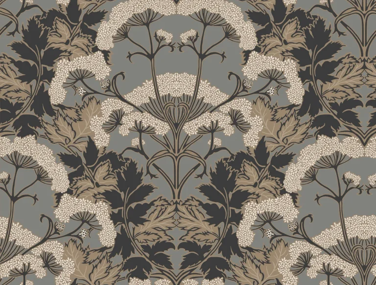 Yarrow Nouveau Wallpaper - Charcoal/Gold — Ảnh 4