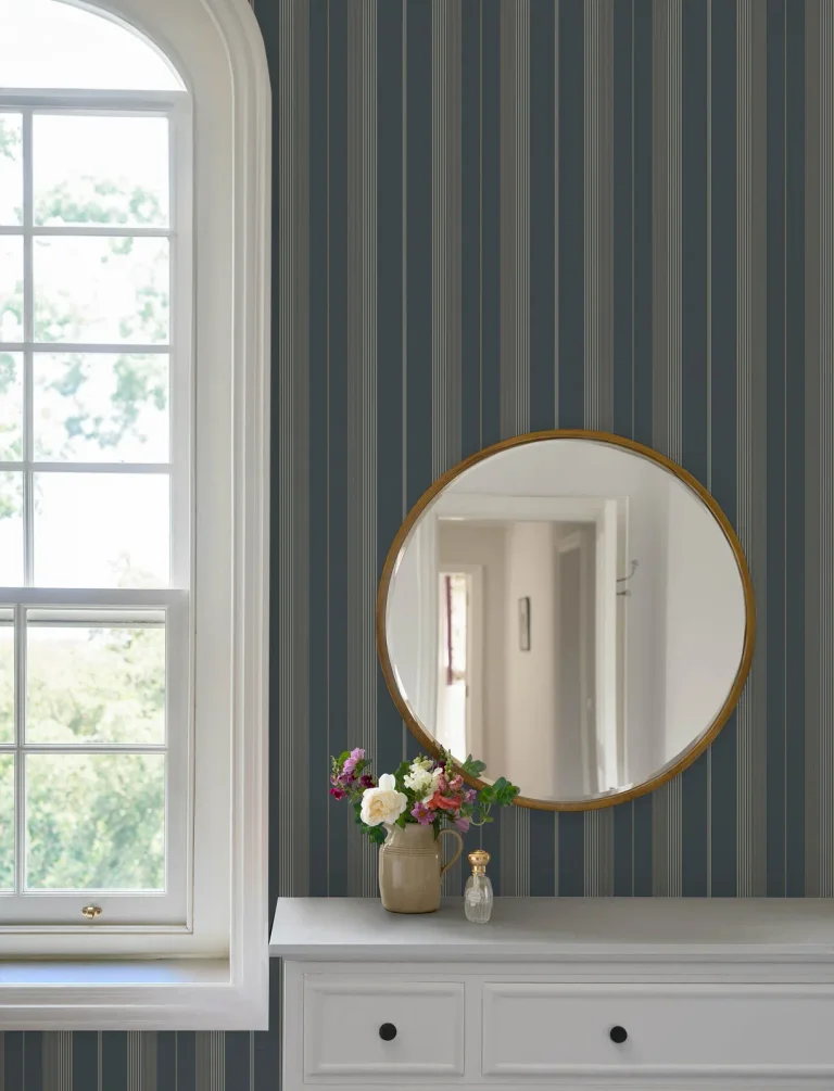 Herrgård Stripe Wallpaper - Navy — Ảnh 3