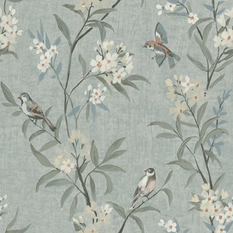 Chesapeake Tea Olive Finch Frolic Wallpaper - Blue — Image 6