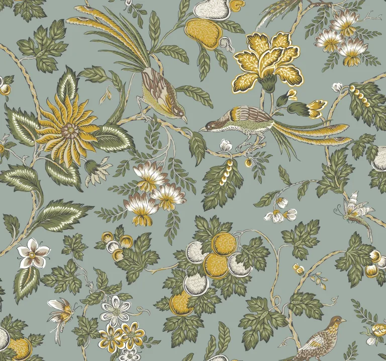 Parterre Jacobean Wallpaper - Light Blue — Image 3