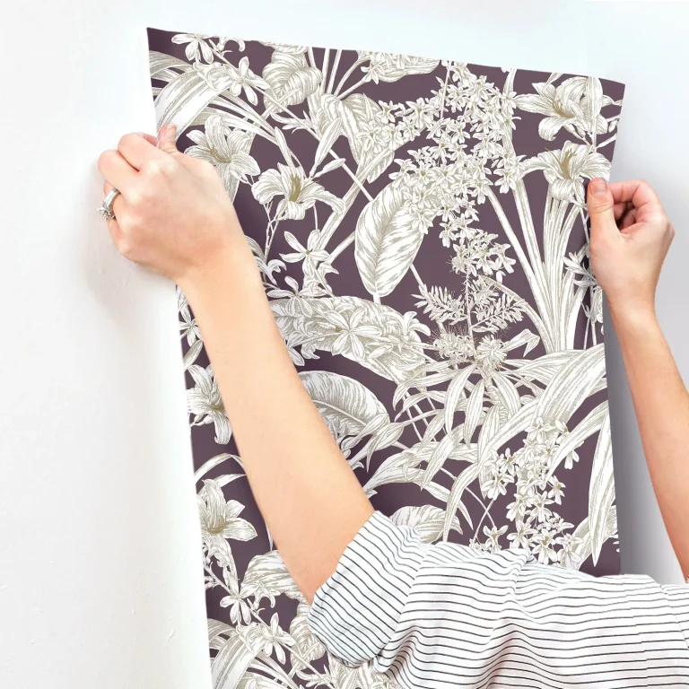 Orchid Conservatory Toile Wallpaper - Mulberry — Ảnh 6