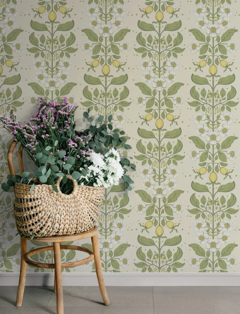 Rosa Floral Columns Wallpaper - Green — Ảnh 5