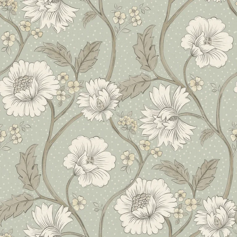 Chesapeake Hazel Floral Trail Wallpaper - Aqua