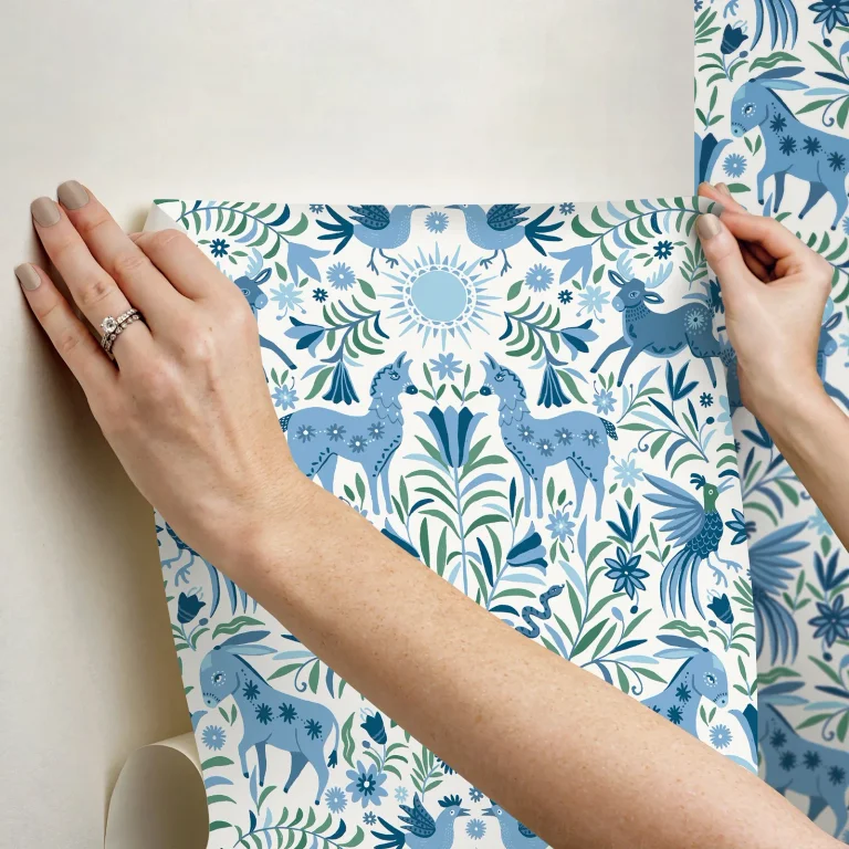 Whimsical Creatures Peel and Stick Wallpaper - Blue — Image 7