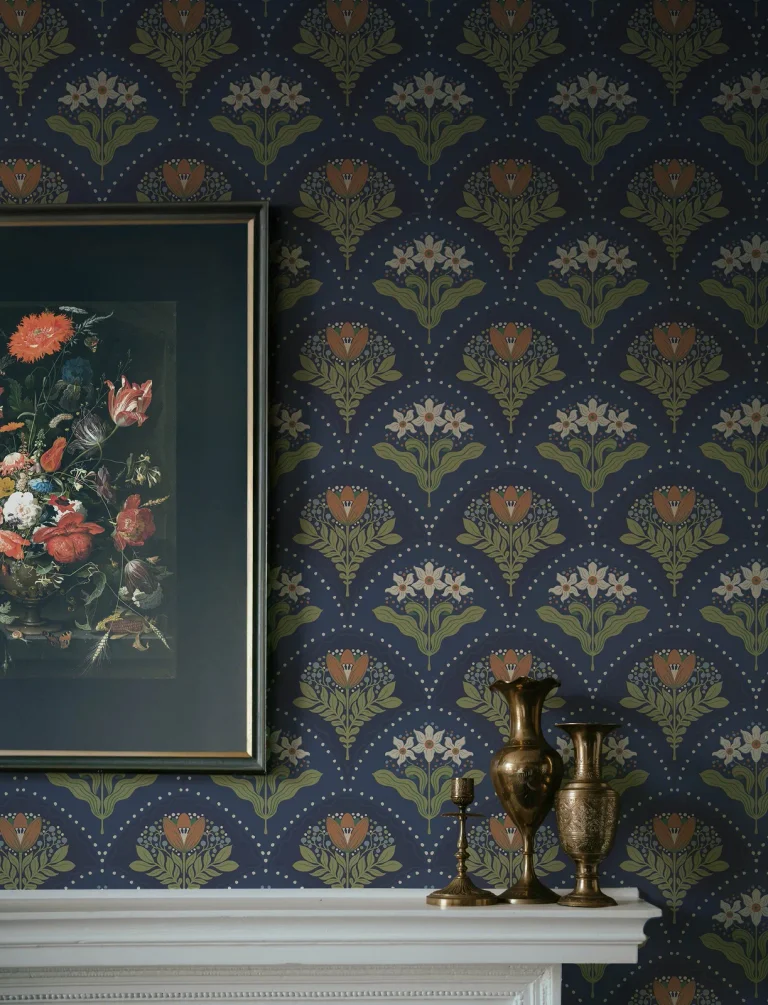Maj Floral Damask Wallpaper - Navy — Ảnh 4