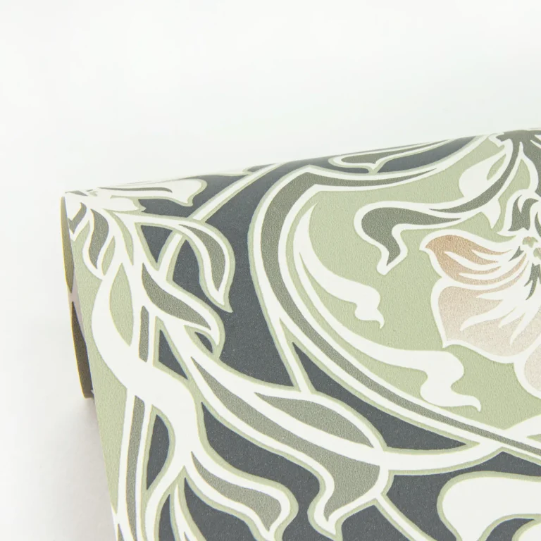 Mucha Botanical Ogee Wallpaper - Dark Grey — Image 2