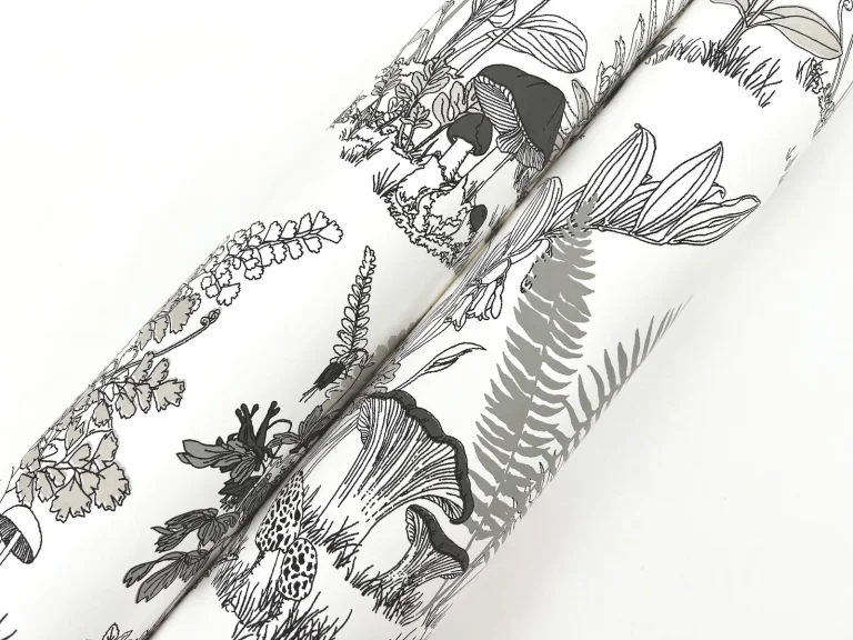 Mushroom Garden Toile Wallpaper - Black/Grey — Ảnh 3
