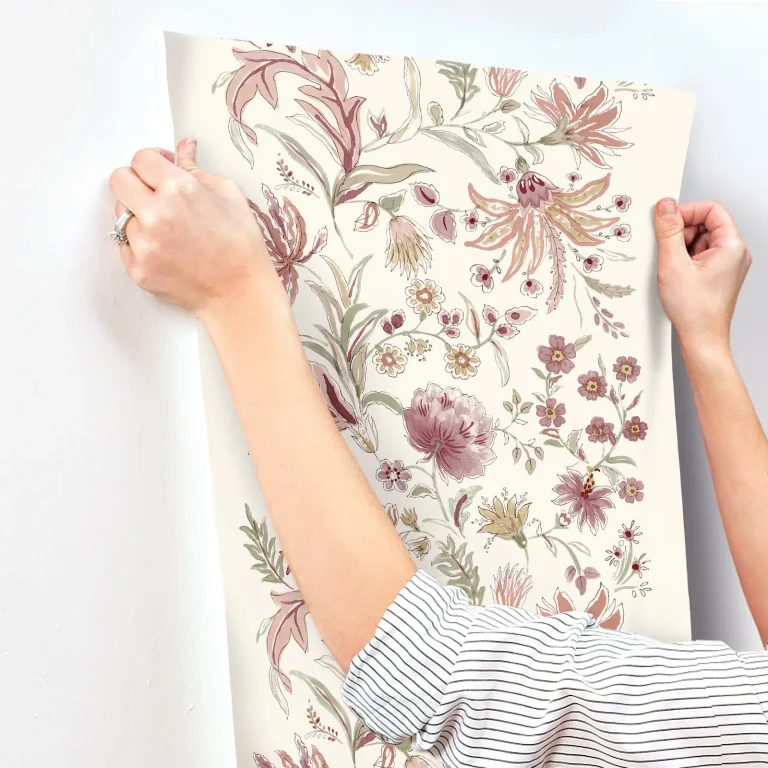 Teonna Floral Stripe Wallpaper - Raspberry — Ảnh 4