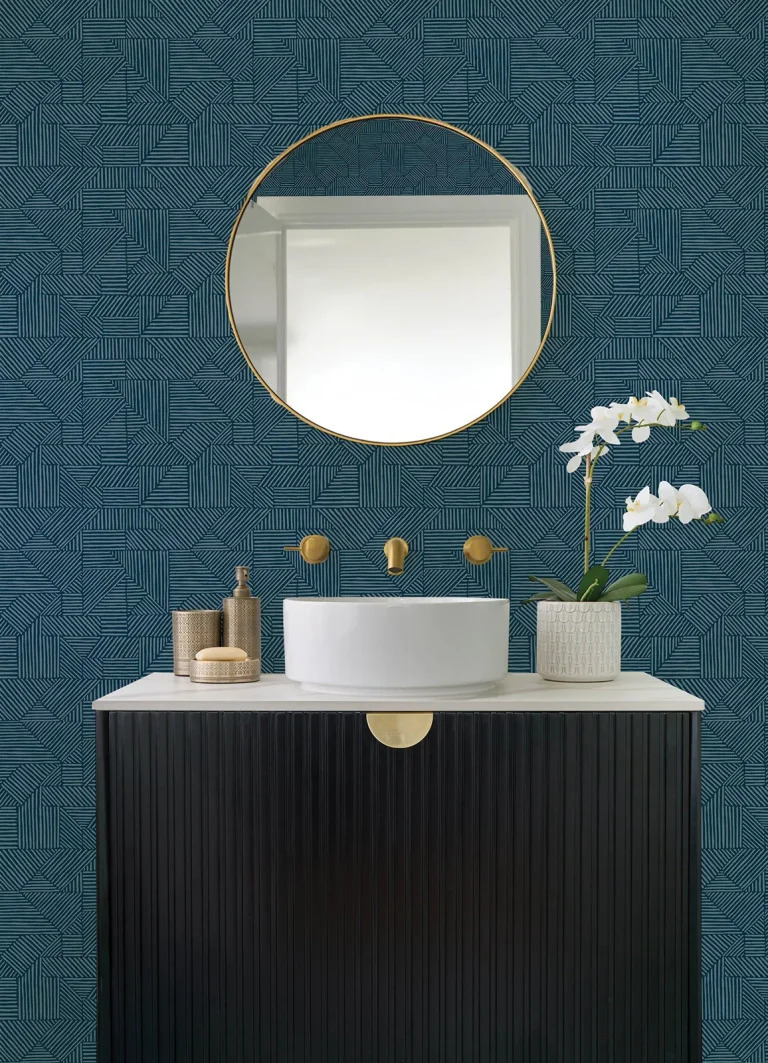 Crescendo Block Geometric Wallpaper - Dark Blue — Ảnh 4