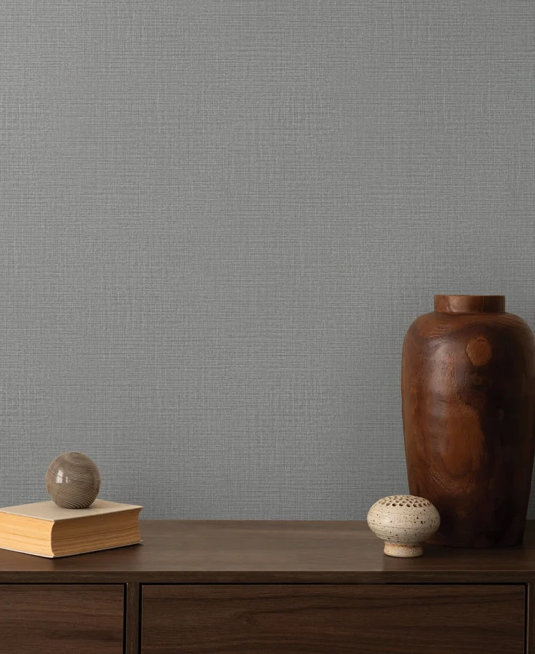 Georgette Faux Fabric Wallpaper - Dark Grey — Image 5
