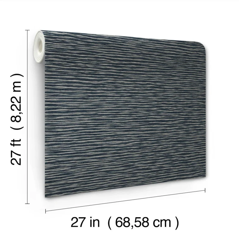 Ronald Redding Lotus Weave Wallpaper - Navy — Ảnh 3