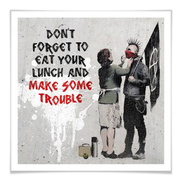 Banksy - "Make Some Trouble" Poster - 30 x 30cm — Ảnh 3