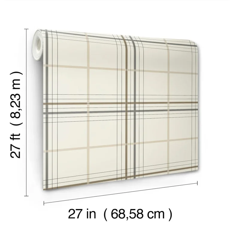 Ronald Redding Lakeside Plaid Tailored Wallpaper - Beige — Ảnh 3