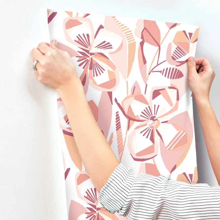 Nathalie Abstract Blooms Wallpaper - Coral — Ảnh 2