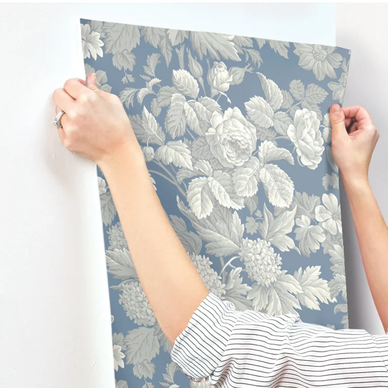 Antique Floral in Wedgewood Wallpaper - Blue