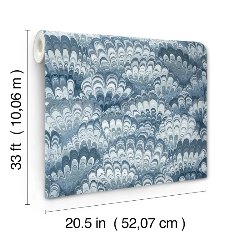 Octavia Marbled Ink Wallpaper - Blue — Ảnh 7
