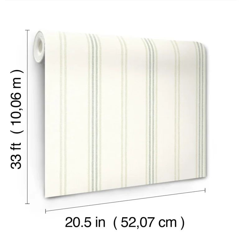 Chesapeake Lovage Linen Stripe Wallpaper - Green — Ảnh 6