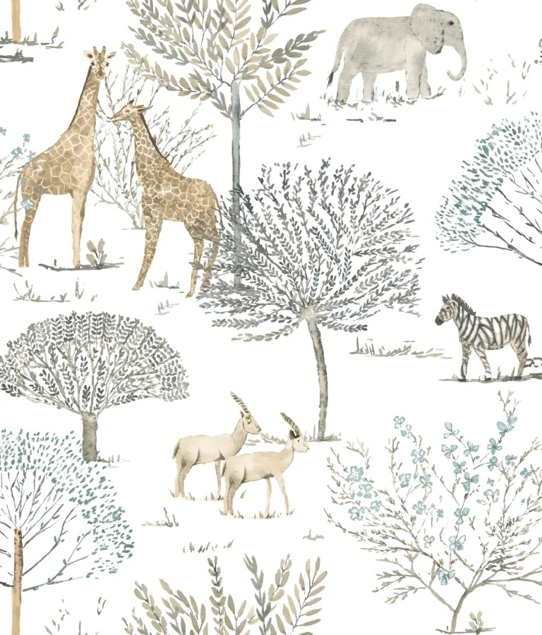 On the Savanna Peel and Stick Wallpaper - Beige/White — Ảnh 5