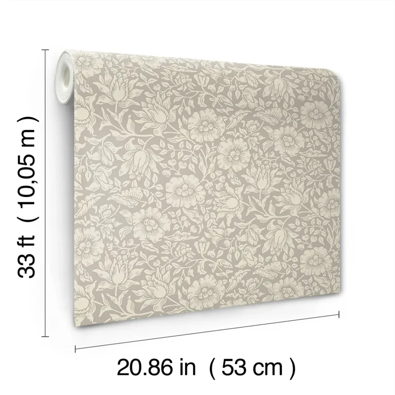 Mallow Floral Vine Wallpaper - Grey — Ảnh 2