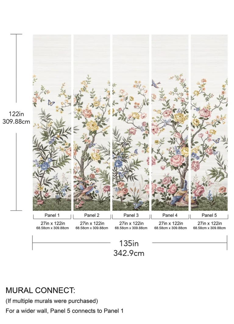 Spring Chinoiserie Wall Mural - White — Ảnh 2
