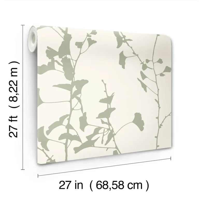Ronald Redding Ginkgo Silhouette Cork Wallpaper - Sage — Image 6