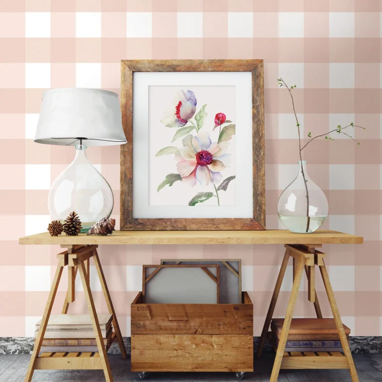 Chesapeake Amos Gingham Wallpaper - Light Pink — Ảnh 2