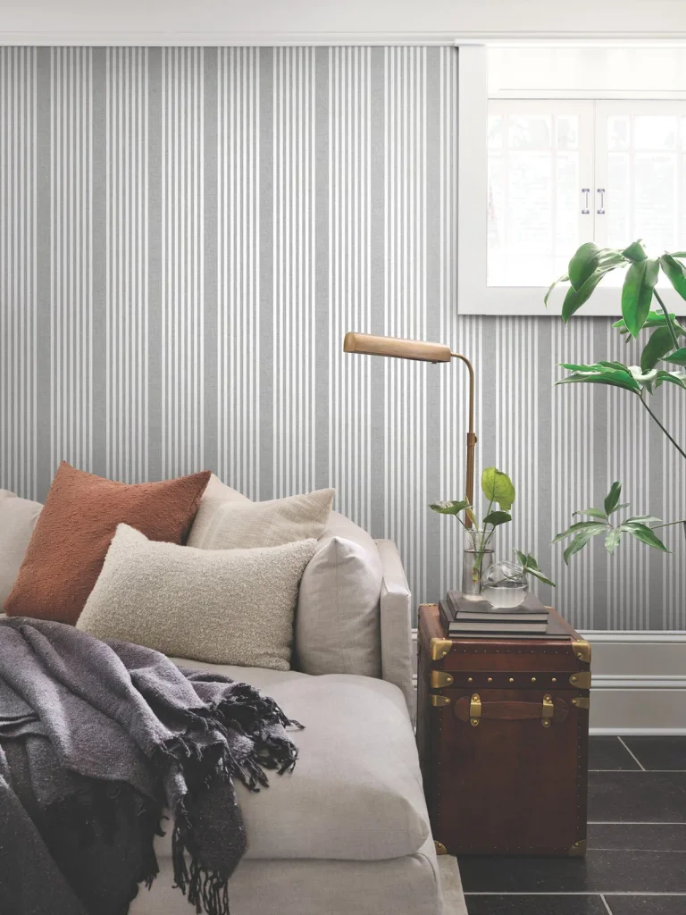 Magnolia Home French Linen Stripe Wallpaper - Charcoal — Ảnh 4