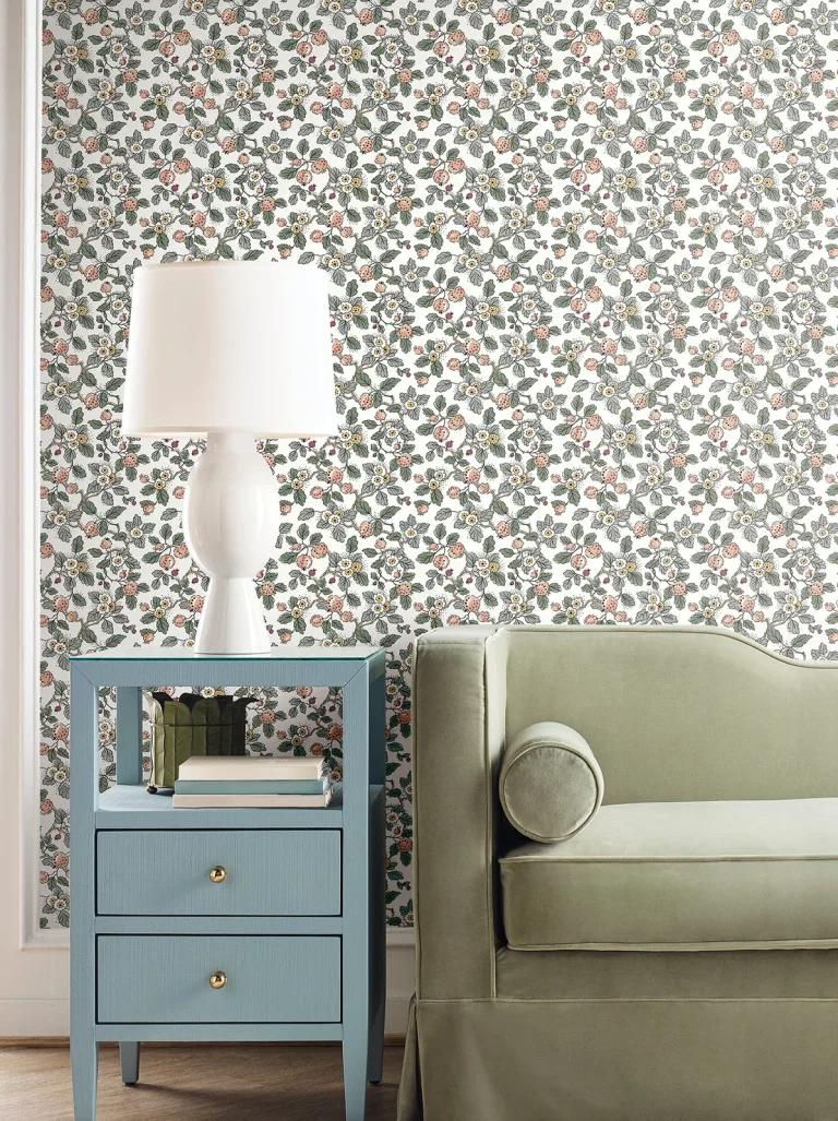 Framboise Berry Vines Wallpaper - Blush — Ảnh 4