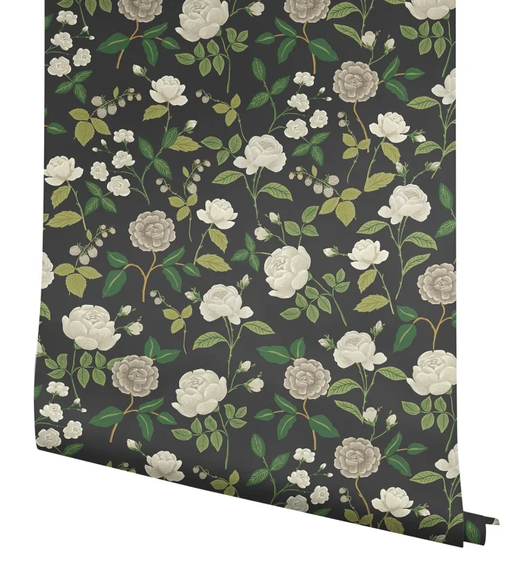 Rifle Paper Co. Roses Wallpaper - Black — Ảnh 5