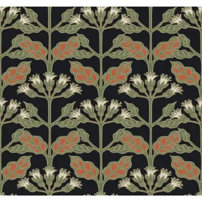 Ronald Redding Tracery Blooms Wallpaper - Black/Multi