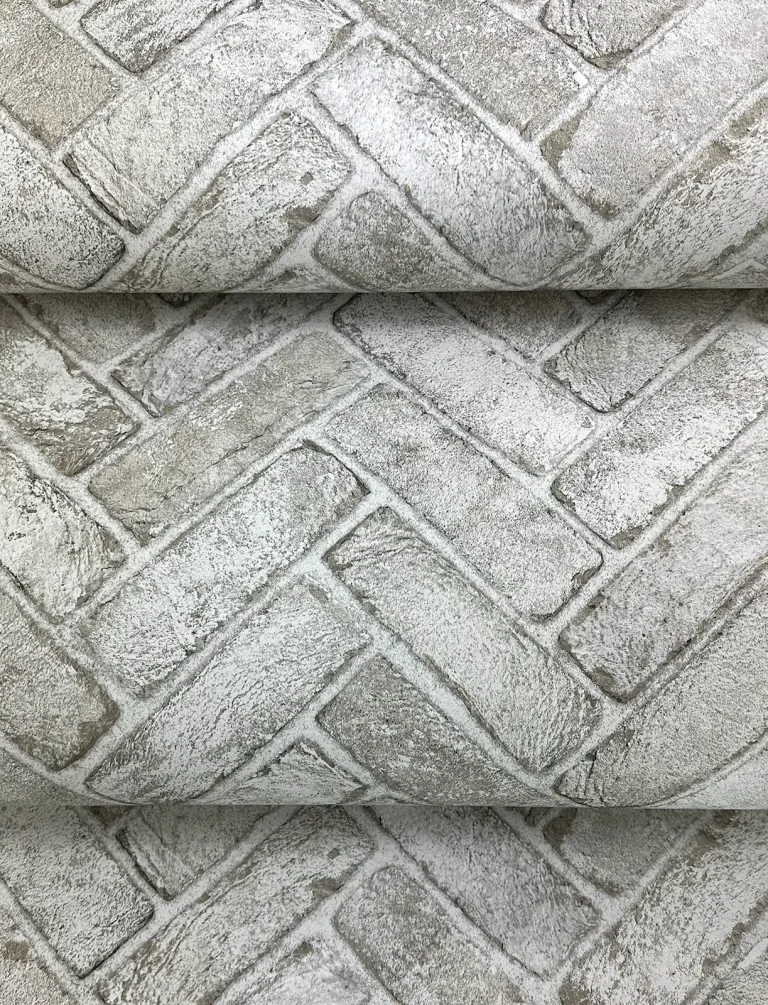 Chesapeake Canelle Brick Herringbone Wallpaper - Taupe — Image 7