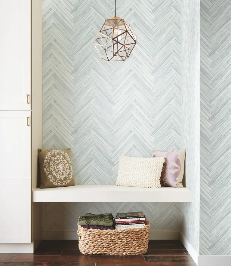 Hermosa Herringbone Peel and Stick Wallpaper - Blue — Ảnh 5