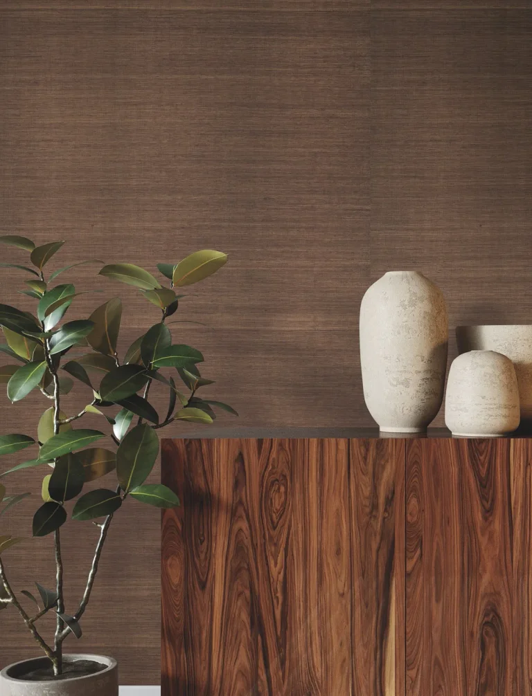 Ronald Redding Glistening Sisal Grasscloth Wallpaper - Brown — Ảnh 2