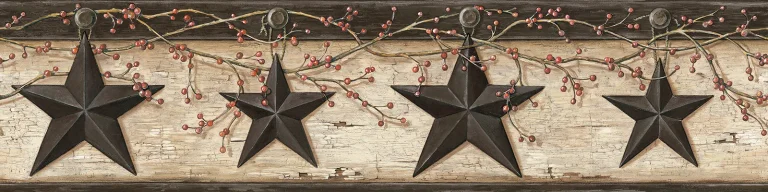 Chesapeake Ennis Rustic Barn Star Wallpaper Border - Charcoal — Ảnh 2