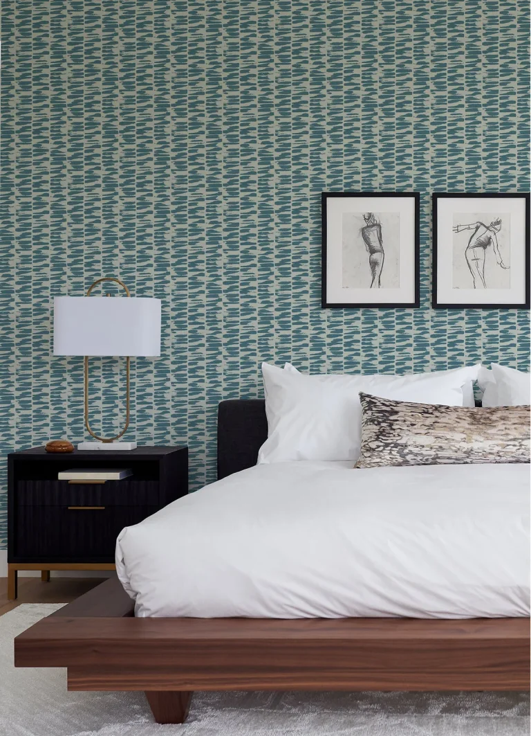 Myrtle Abstract Stripe Wallpaper - Sea Green — Image 3