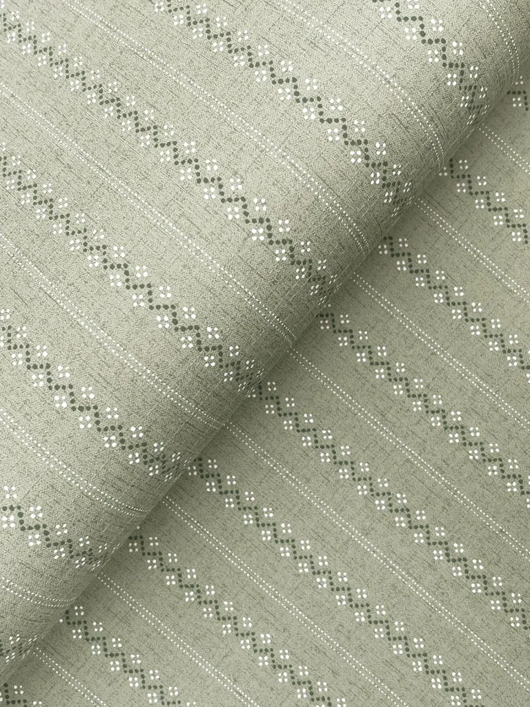 Chesapeake Curtis Embellished Stripe Wallpaper - Moss — Ảnh 7
