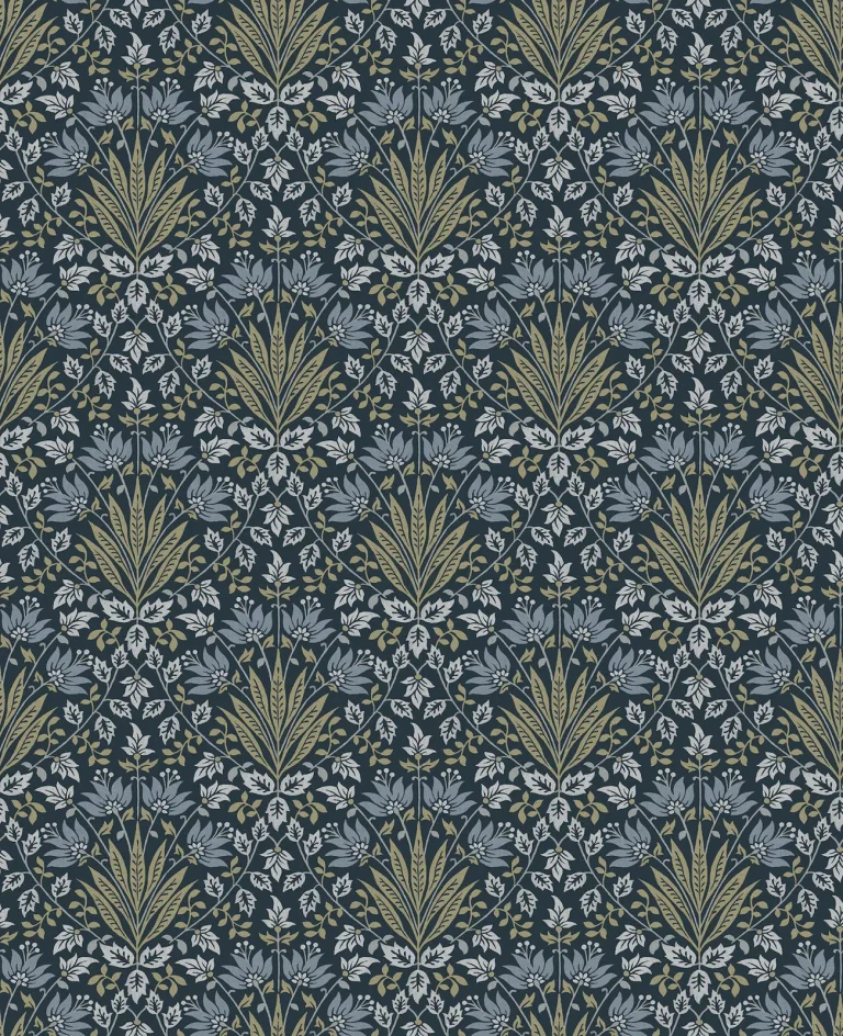 Chris Loves Julia Woodbury Floral Damask Wallpaper - Navy — Ảnh 5