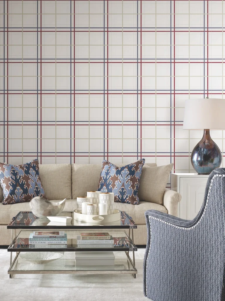 Ronald Redding Lakeside Plaid Tailored Wallpaper - Red — Ảnh 5