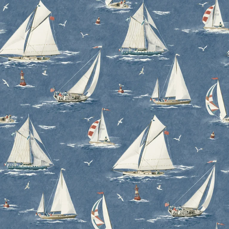 Chesapeake Leeward Sailboat Wallpaper - Navy — Ảnh 4
