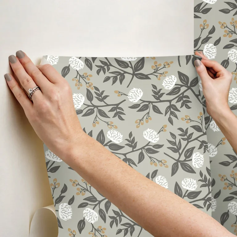 Rifle Paper Co. Peonies Floral Peel and Stick Wallpaper - Grey — Ảnh 7
