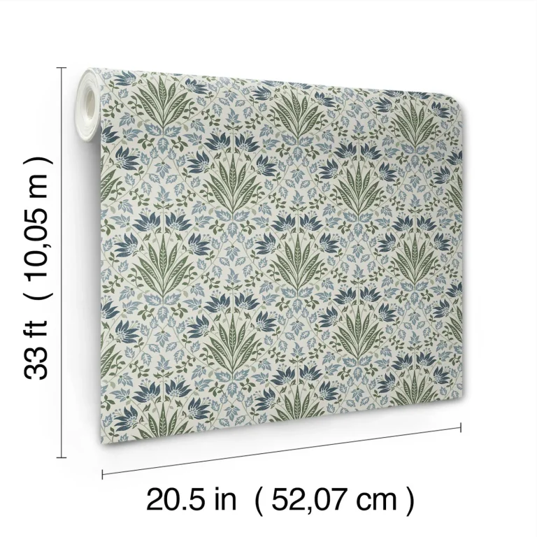 Chris Loves Julia Woodbury Floral Damask Wallpaper - Blue — Ảnh 7