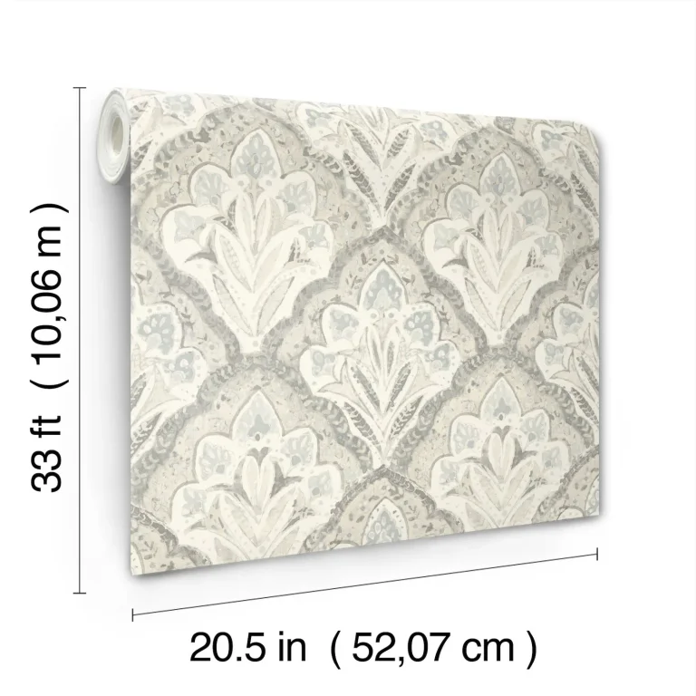 Chesapeake Mimir Quilted Damask Wallpaper - Grey — Ảnh 2