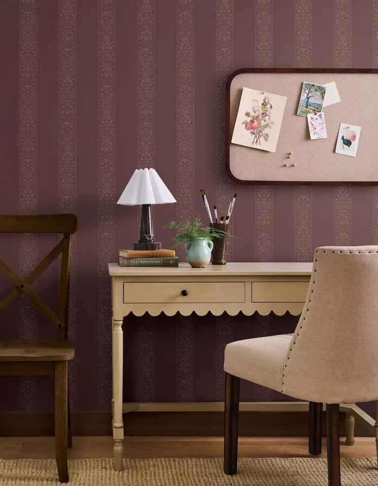 Rifle Paper Co. Estee Stripe Wallpaper - Burgundy — Ảnh 2