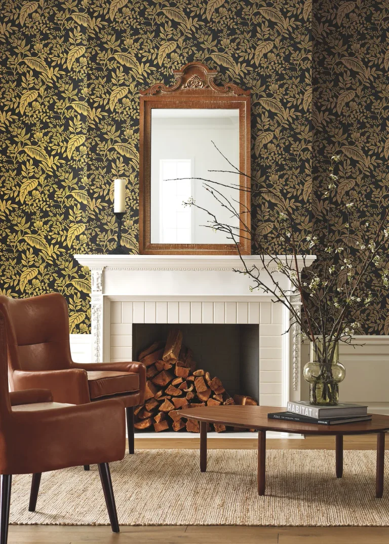 Rifle Paper Co. Canopy Wallpaper - Gold & Black — Ảnh 2