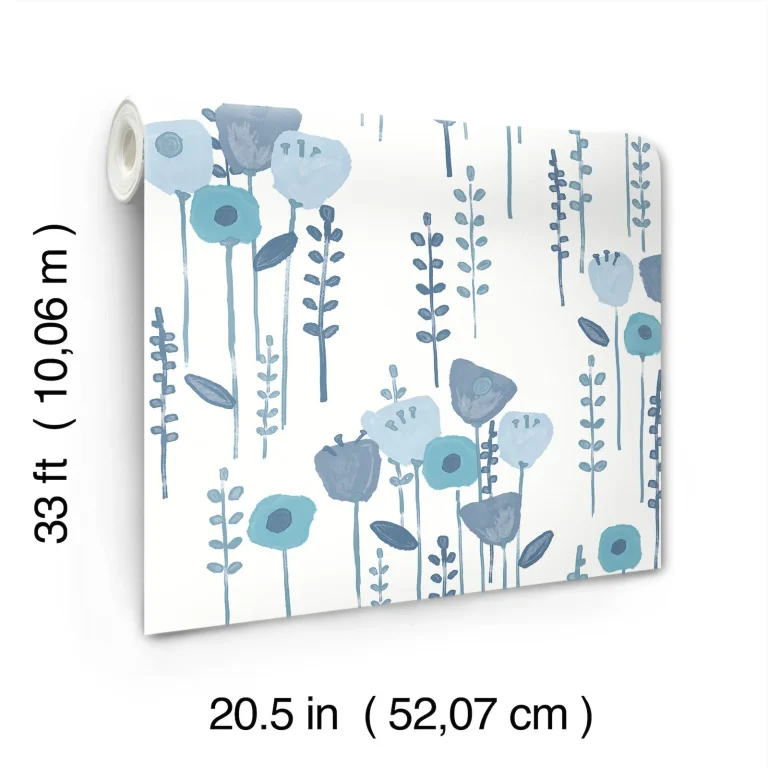 Mabel Floral Field Wallpaper - Blue — Ảnh 4