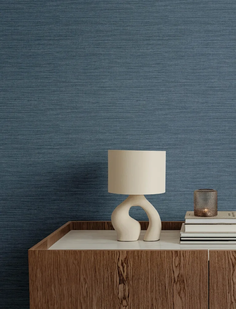Sheehan Faux Grasscloth Wallpaper - Denim — Ảnh 2