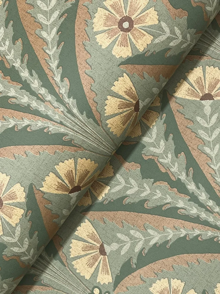 Chesapeake Tap Root Floral Damask Wallpaper - Green — Ảnh 7