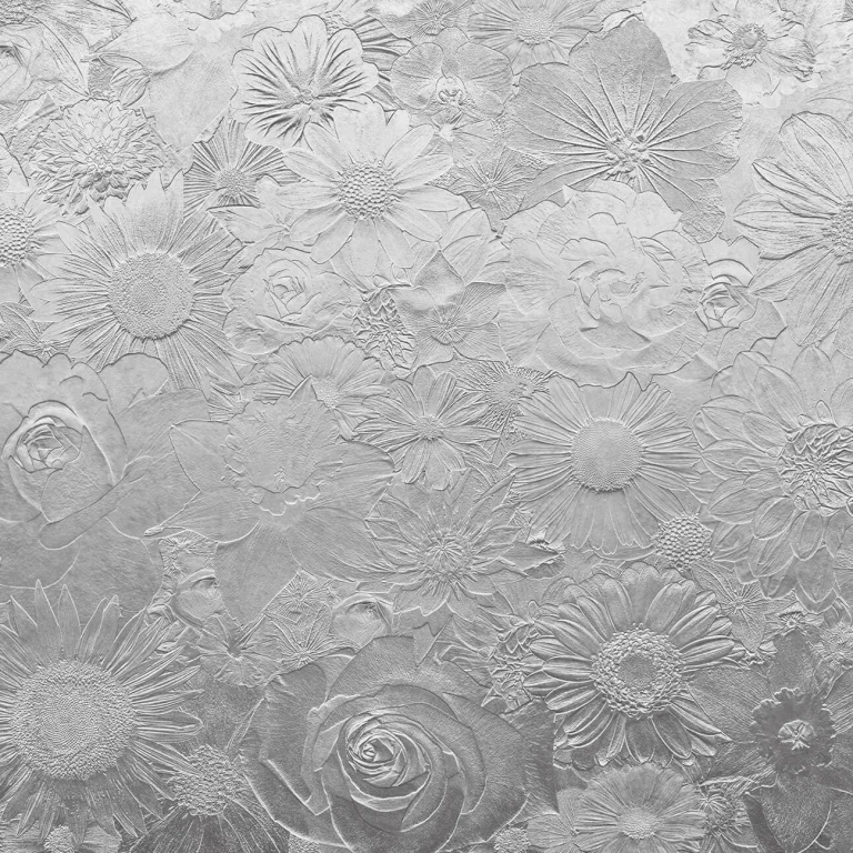Silver Flowers - Wall Mural 5452 - 4 Panel - 192cm x 260cm — Ảnh 4