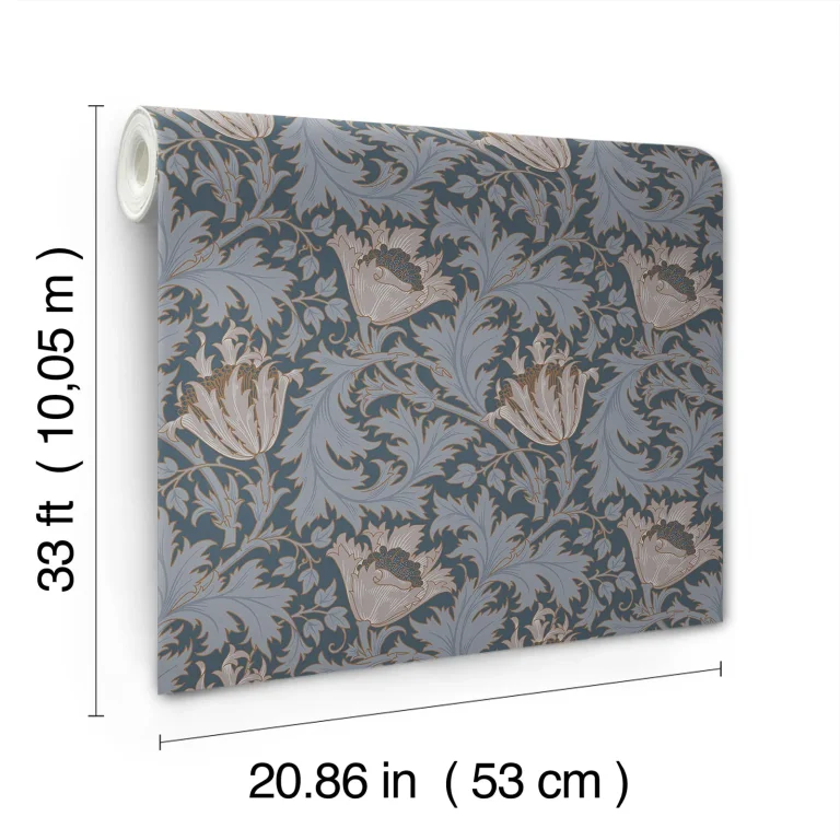 Anemone Floral Trail Wallpaper - Dark Blue — Image 2
